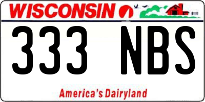 WI license plate 333NBS
