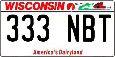 WI license plate 333NBT