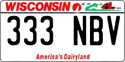 WI license plate 333NBV