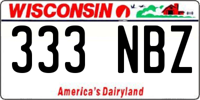 WI license plate 333NBZ
