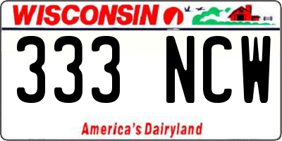 WI license plate 333NCW