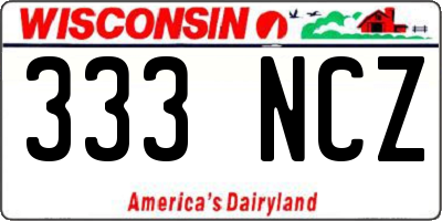 WI license plate 333NCZ
