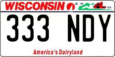 WI license plate 333NDY