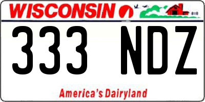 WI license plate 333NDZ