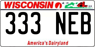 WI license plate 333NEB