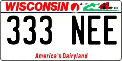 WI license plate 333NEE