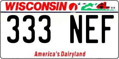 WI license plate 333NEF