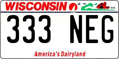 WI license plate 333NEG