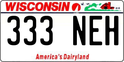 WI license plate 333NEH