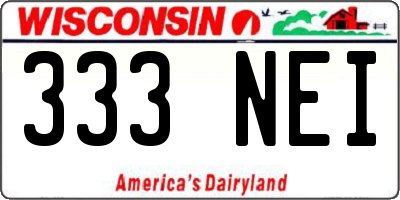 WI license plate 333NEI