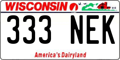 WI license plate 333NEK