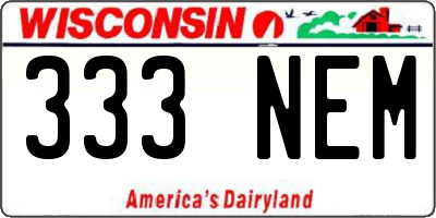 WI license plate 333NEM
