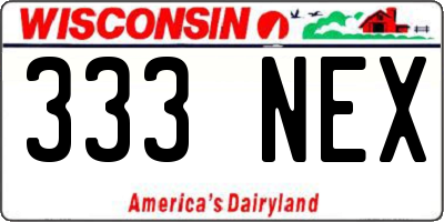 WI license plate 333NEX