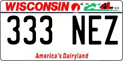 WI license plate 333NEZ