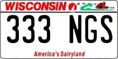 WI license plate 333NGS