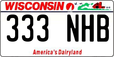 WI license plate 333NHB