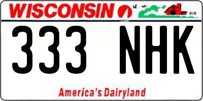 WI license plate 333NHK