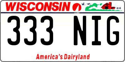 WI license plate 333NIG