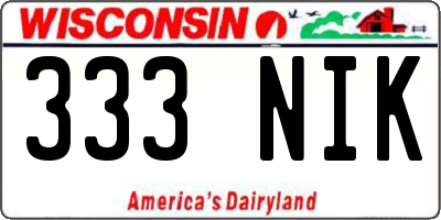 WI license plate 333NIK