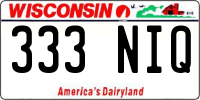 WI license plate 333NIQ