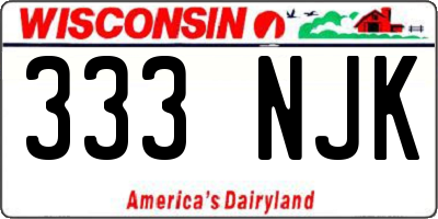 WI license plate 333NJK