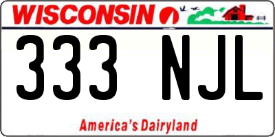 WI license plate 333NJL