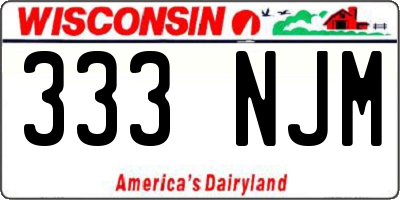 WI license plate 333NJM