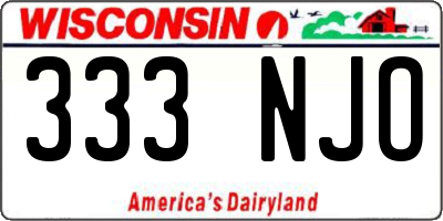 WI license plate 333NJO
