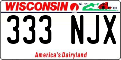 WI license plate 333NJX