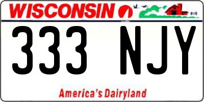 WI license plate 333NJY