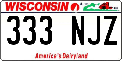 WI license plate 333NJZ
