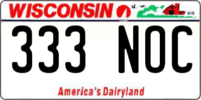 WI license plate 333NOC