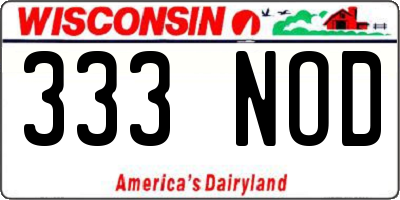 WI license plate 333NOD