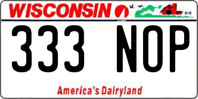 WI license plate 333NOP