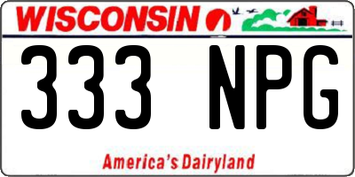 WI license plate 333NPG