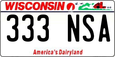 WI license plate 333NSA