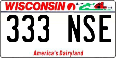 WI license plate 333NSE