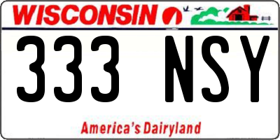 WI license plate 333NSY