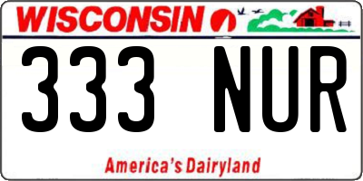 WI license plate 333NUR