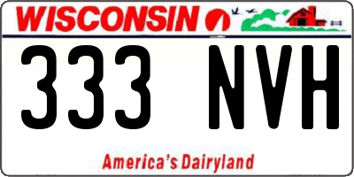 WI license plate 333NVH