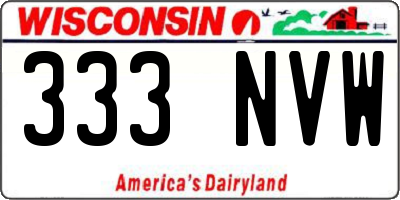 WI license plate 333NVW
