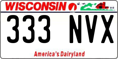 WI license plate 333NVX