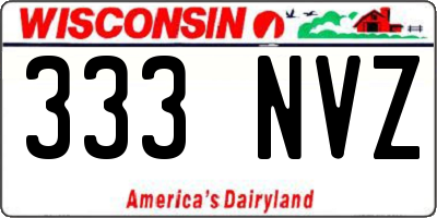WI license plate 333NVZ