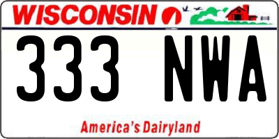 WI license plate 333NWA