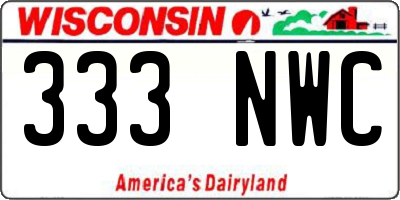 WI license plate 333NWC