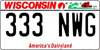 WI license plate 333NWG