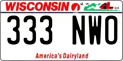 WI license plate 333NWO