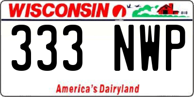 WI license plate 333NWP