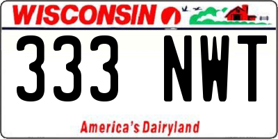 WI license plate 333NWT