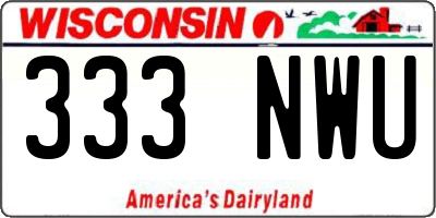 WI license plate 333NWU